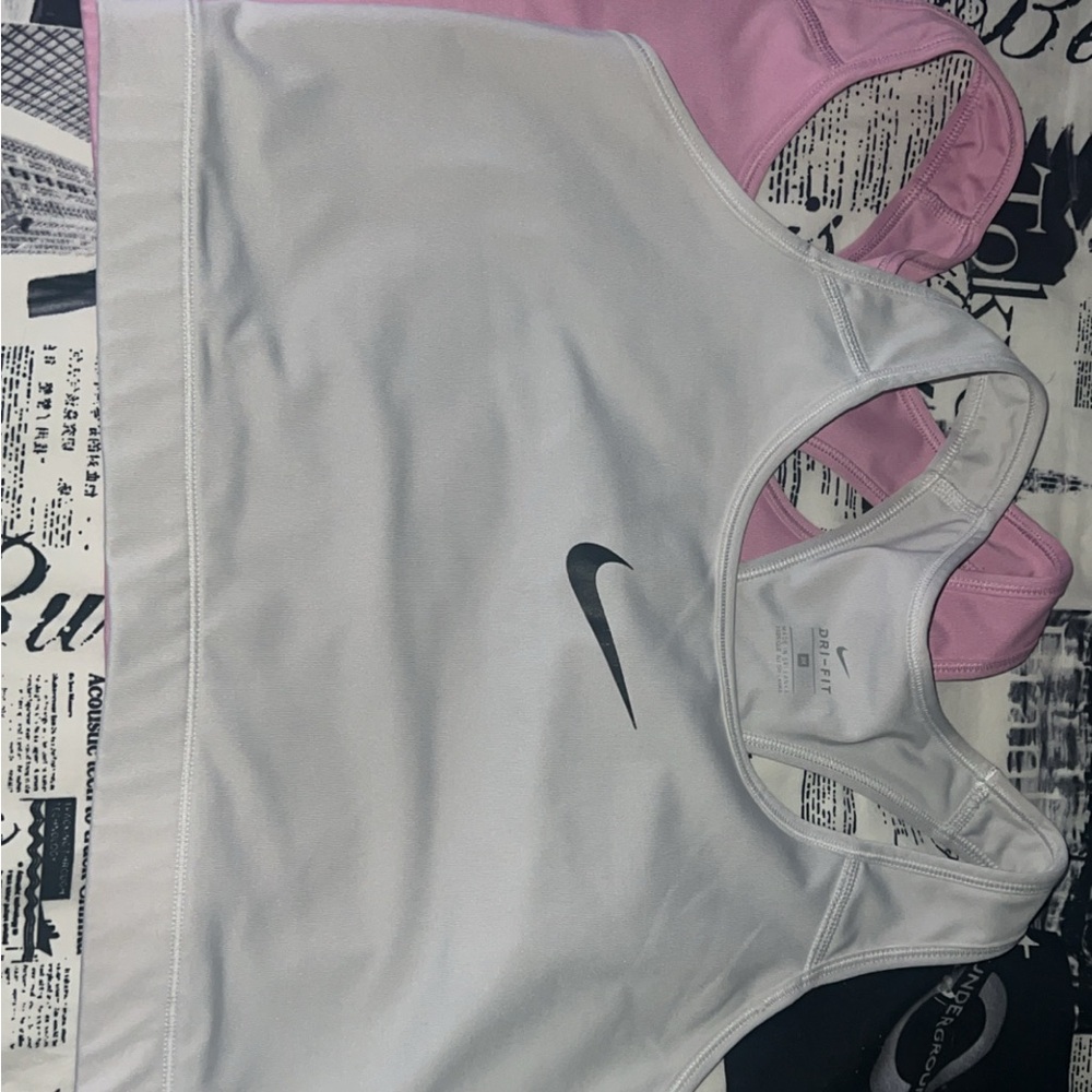 Nike White and Pink Sports Bras 3X